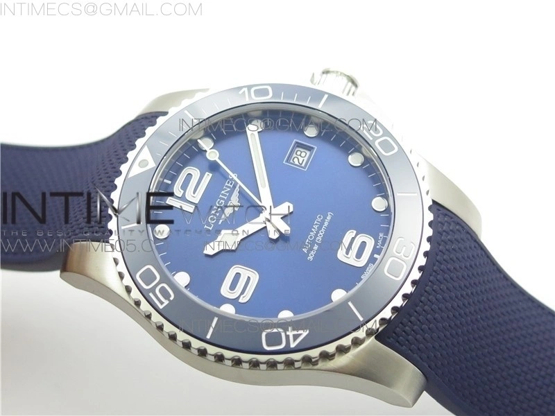 Conquest L3.840.4.56.6 Real Ceramic Bezel SS ZF 1:1 Best Edition Blue dial On Rubber Strap A2824